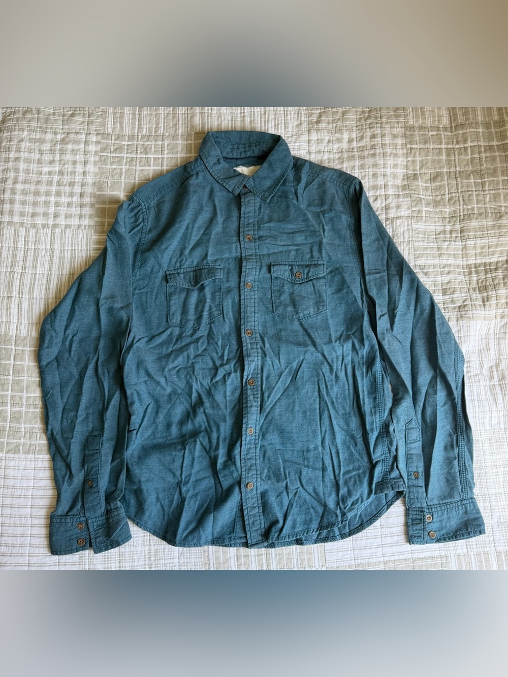 Aeropostale Men's Button-Front Shirt Jacket - Teal Blue